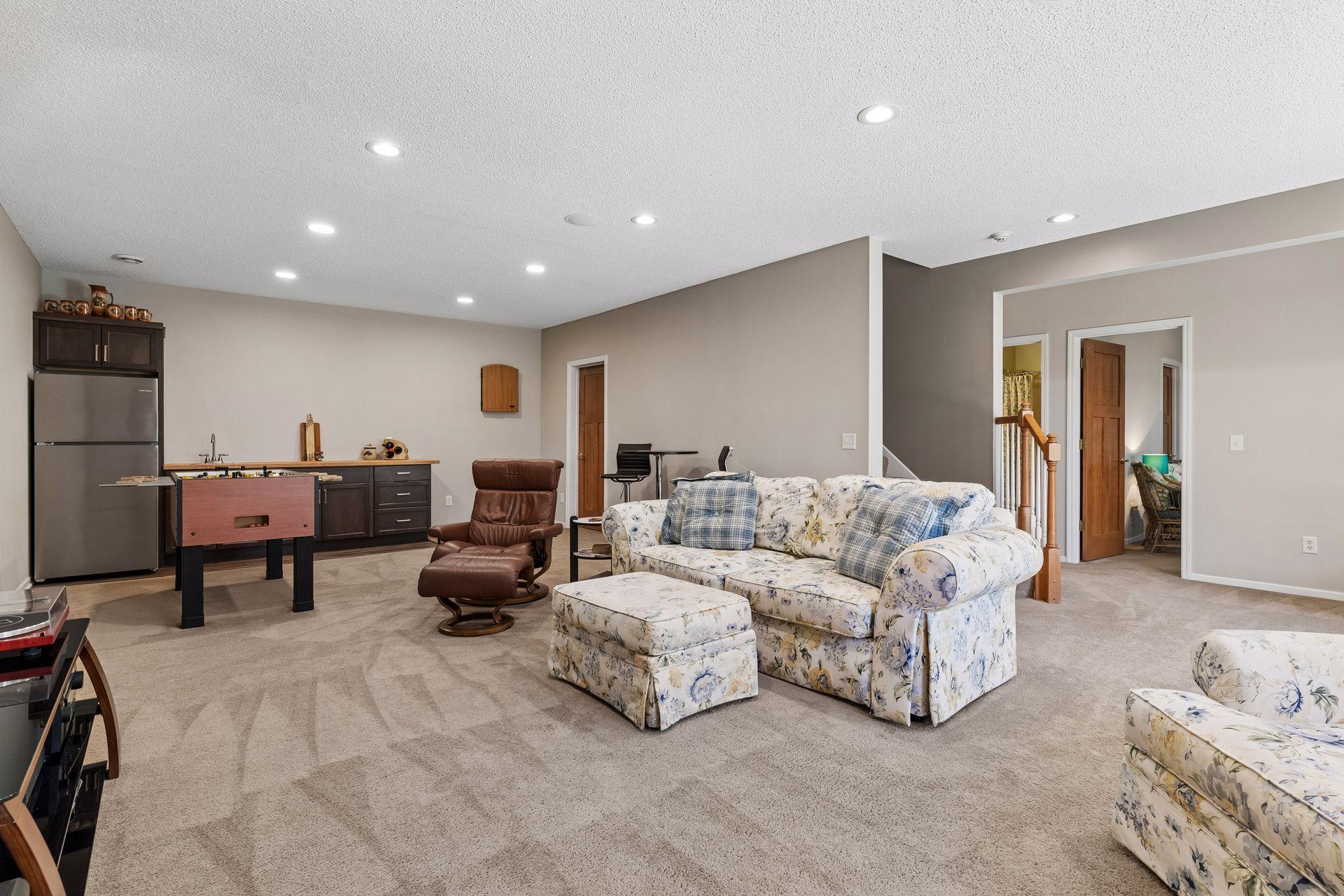 Imagine hosting movie or game night in this space!