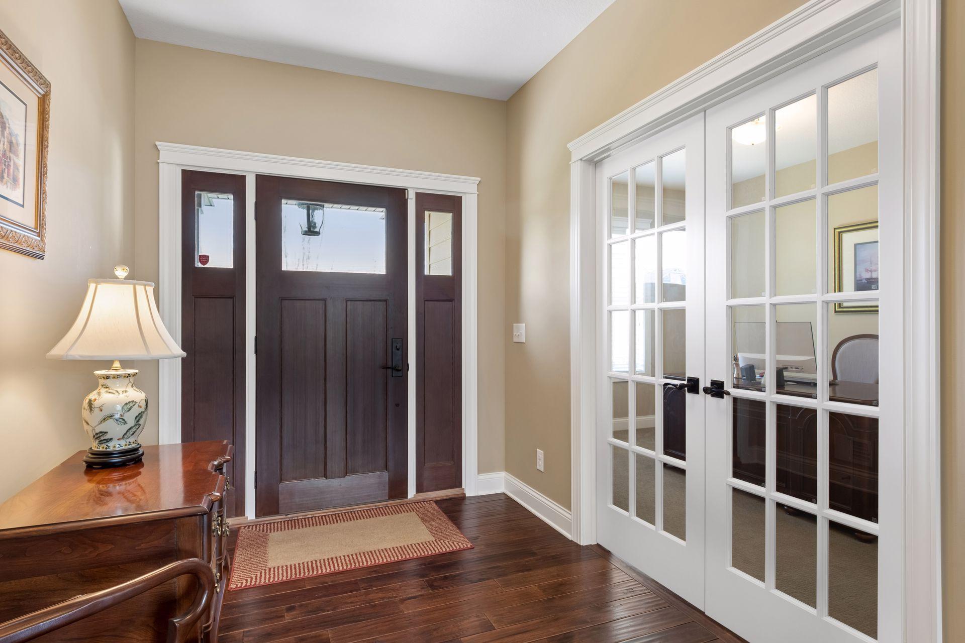 French doors leading to office space