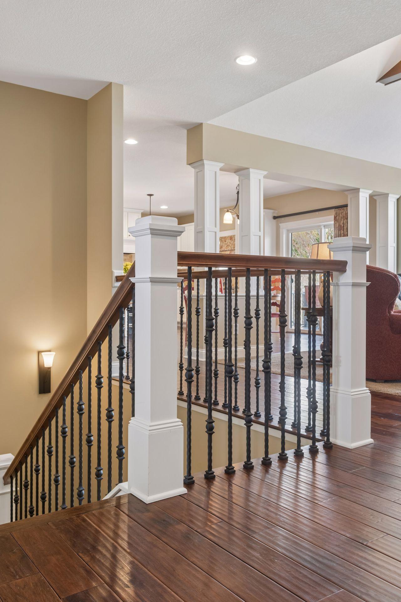 Tread lighting, and wrought iron railings