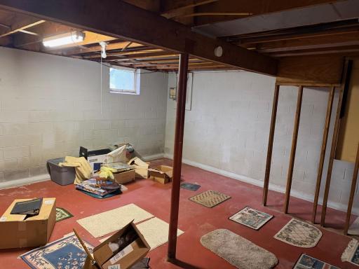 Basement with high ceilings offering great options.
