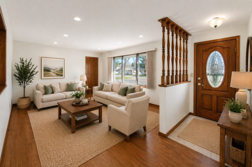 Virtually staged images are provided to help visualize property's potential.