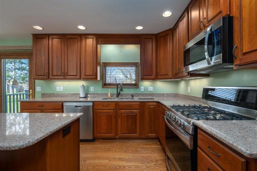 Recent upgrades include newer cabinets, counters and appliances