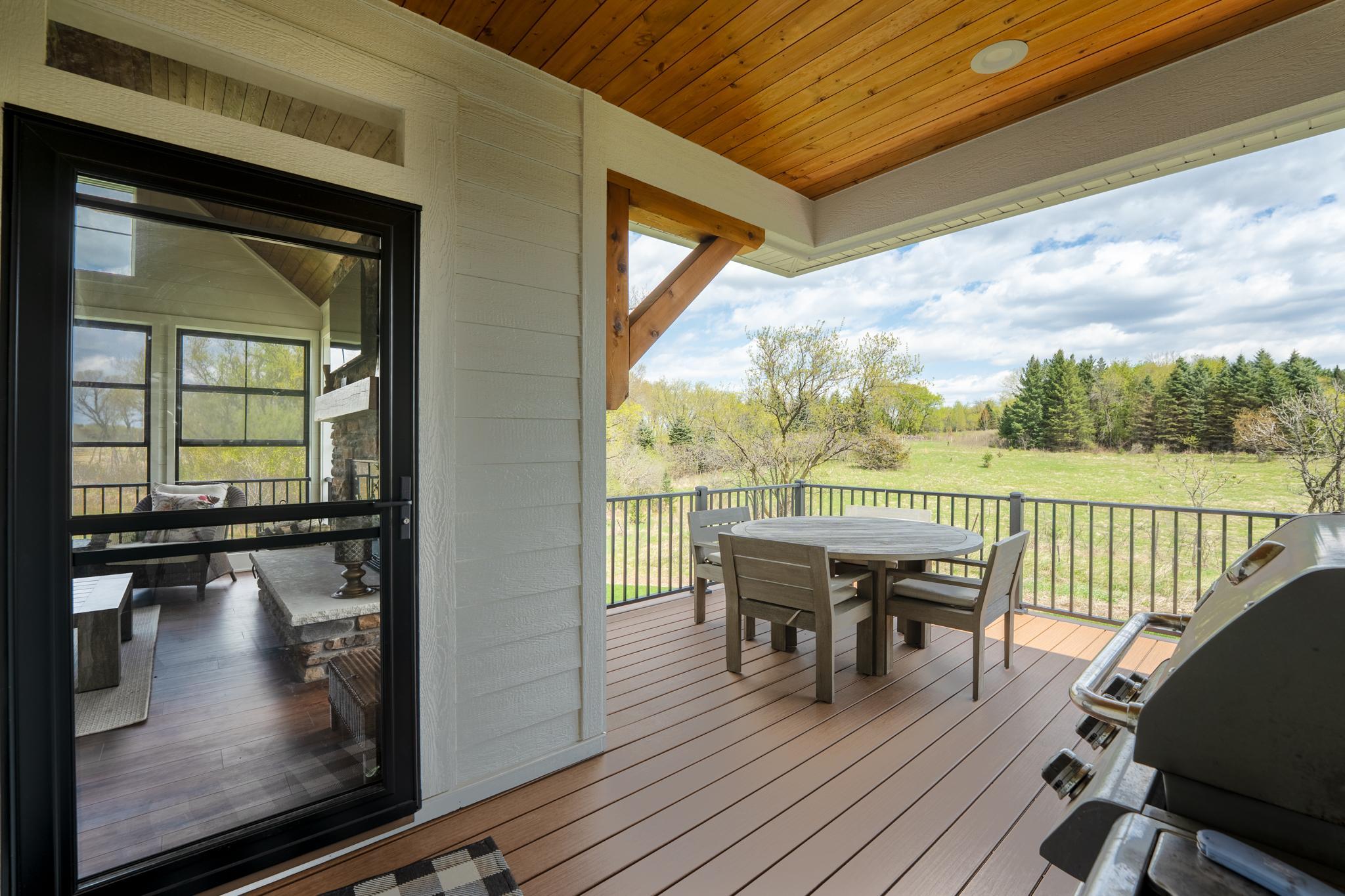 The grill area of the deck is covered to protect you from the sun or the rain.