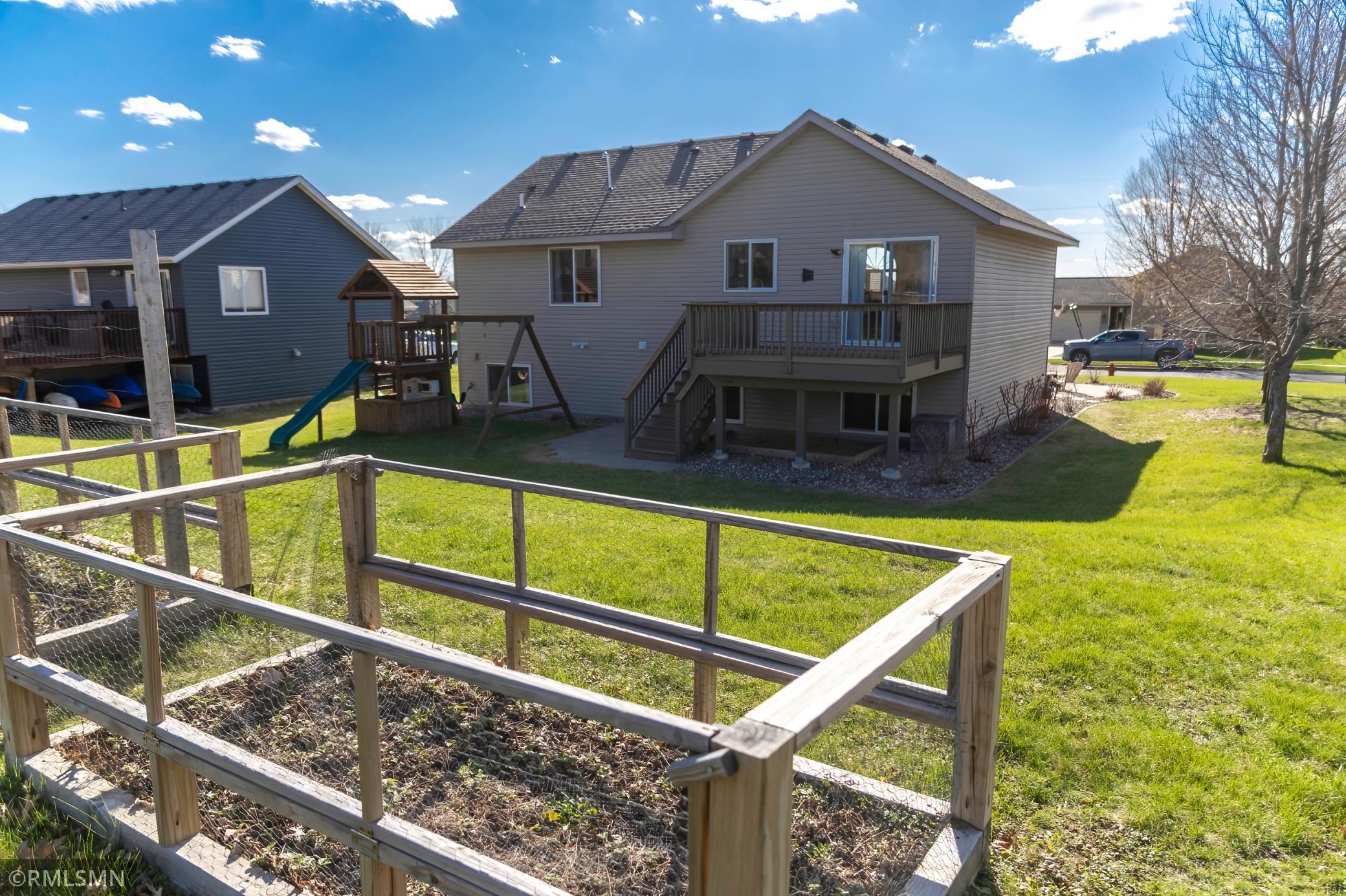 raised gardens in backyard