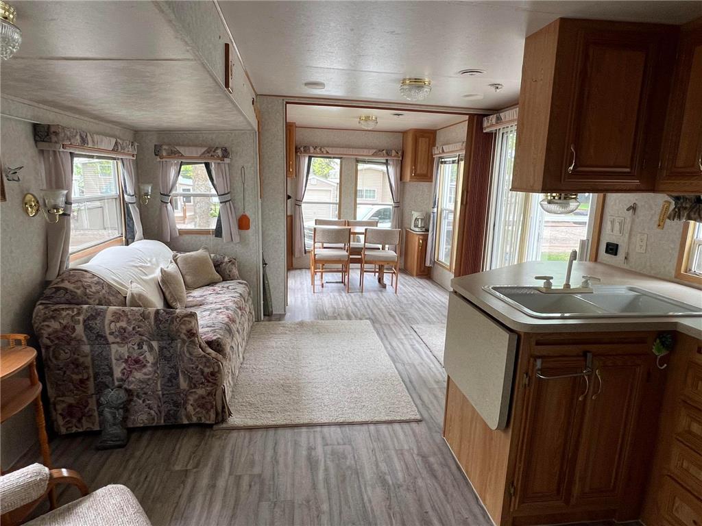 A closer look at the living room and dining room.