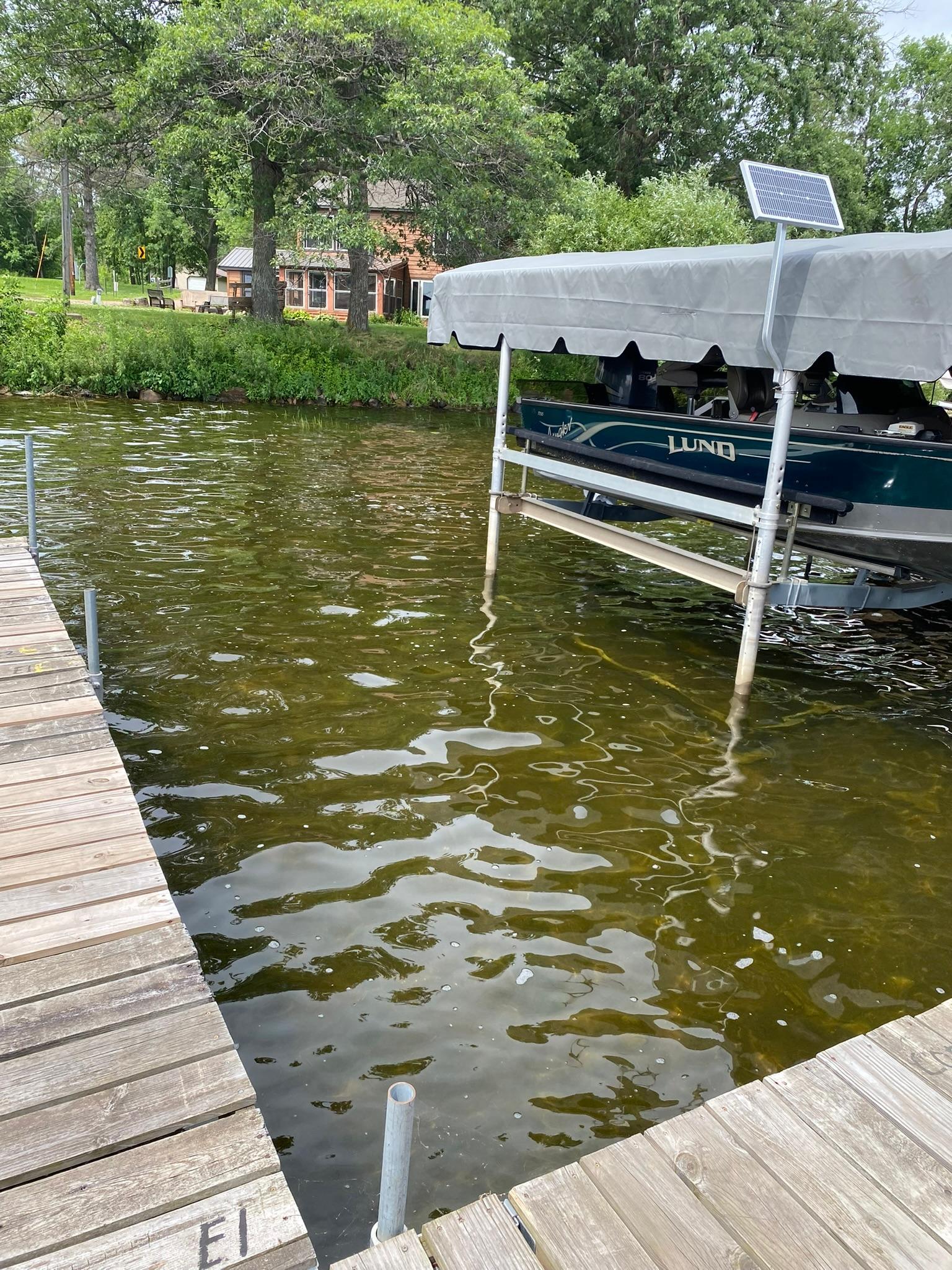 A closer look at the dock and boat slip.