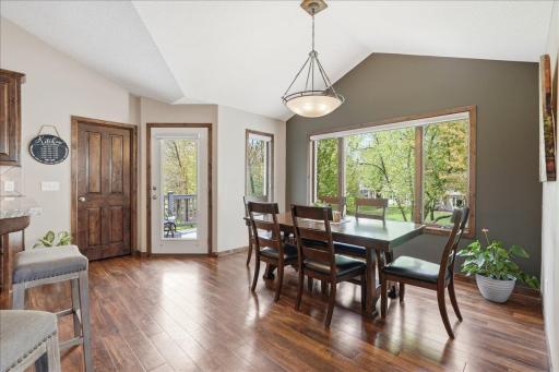 Back deck access easy for grilling and outdoor meals.