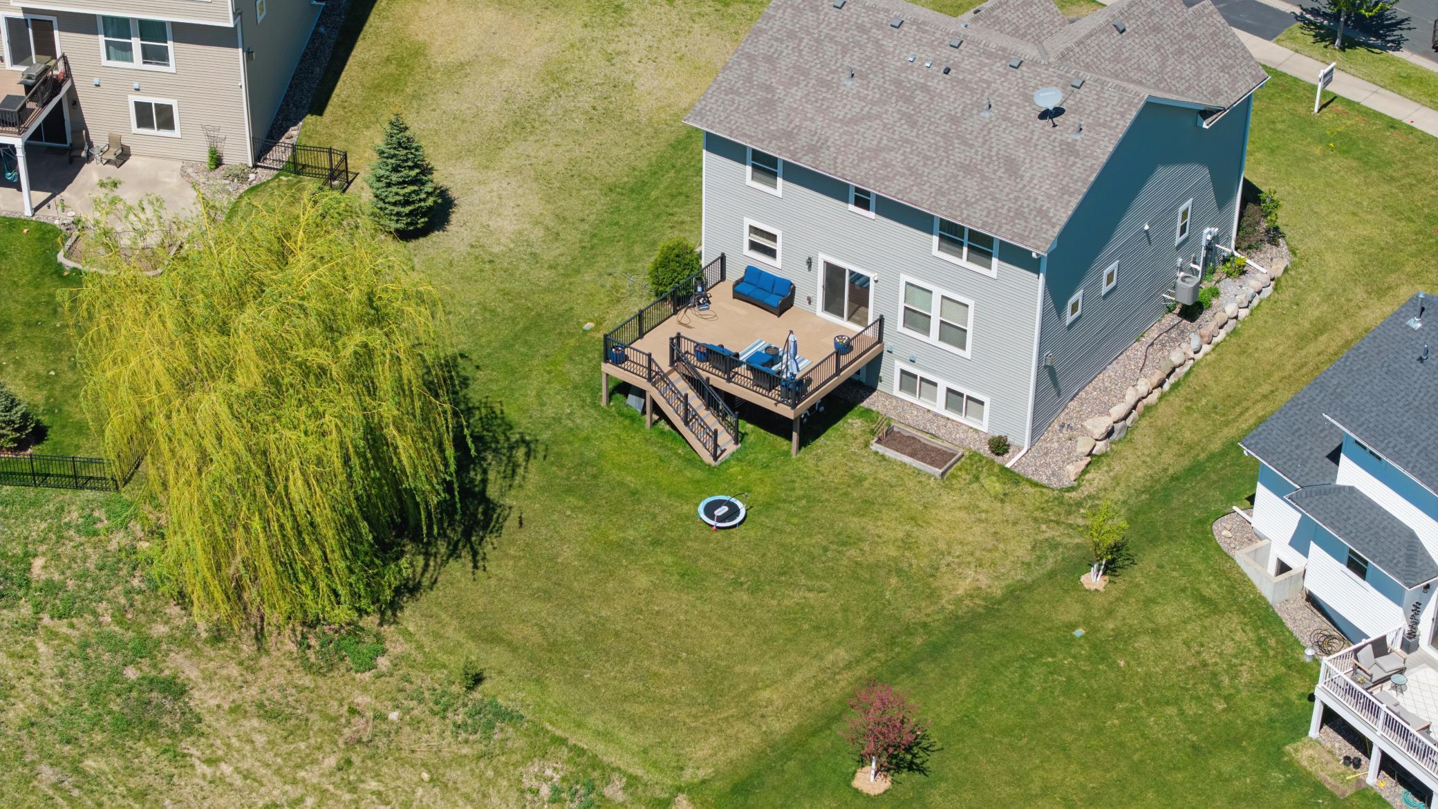 Aerial view of backyard