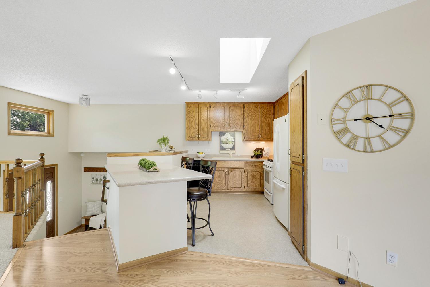Wide open upper level kitchen. Light and bright.