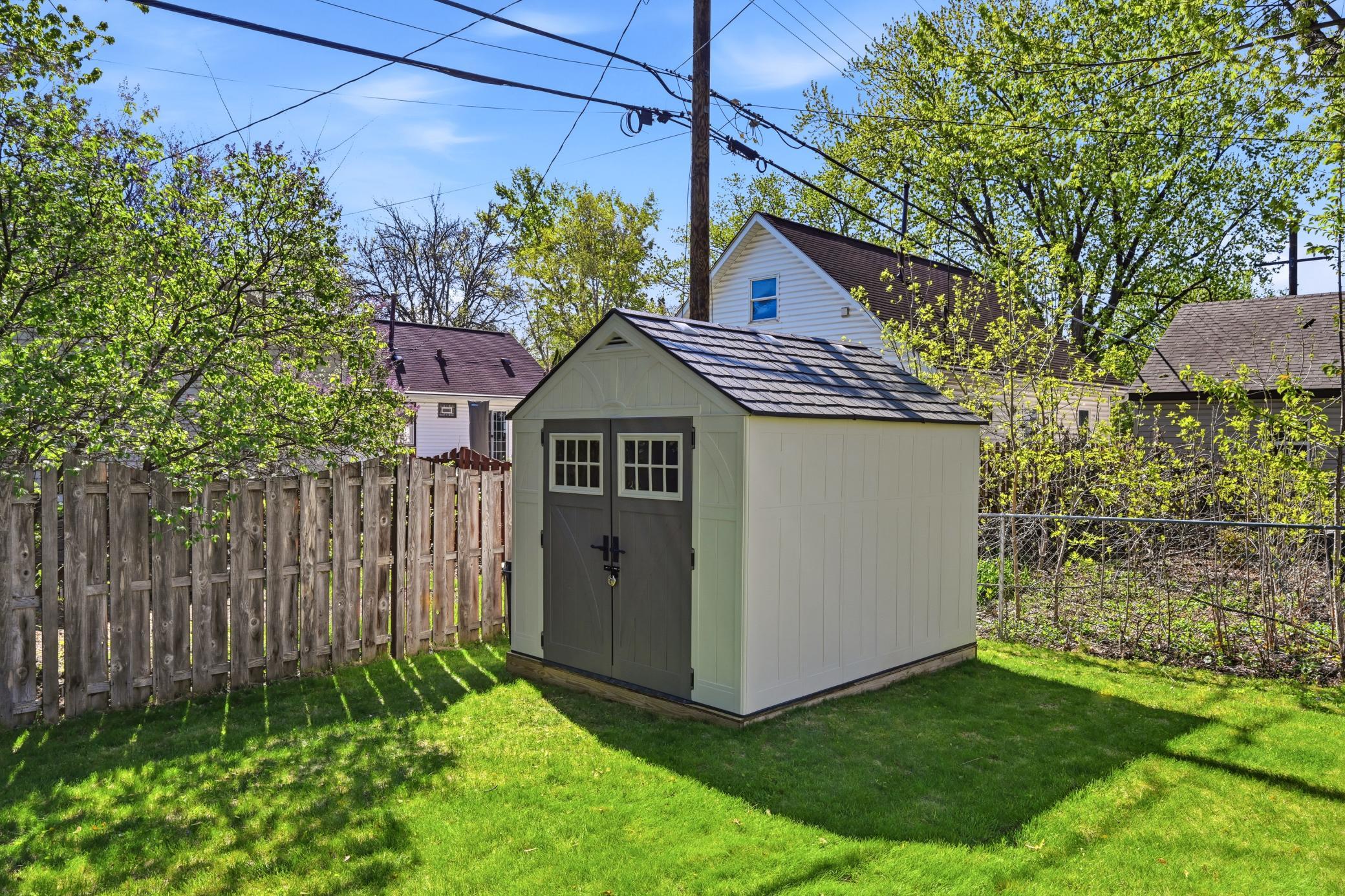 The newer shed adds extra storage for your toys and tools.