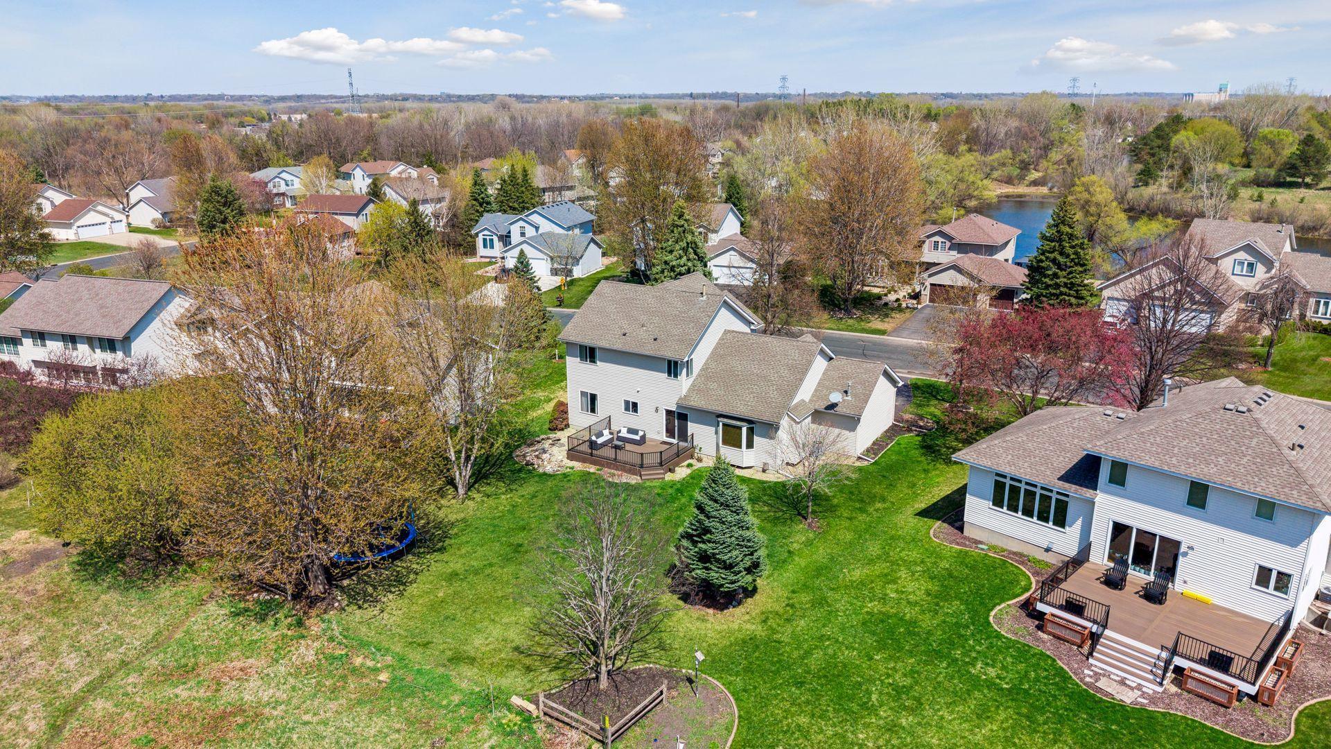Aerial view of the backyard.