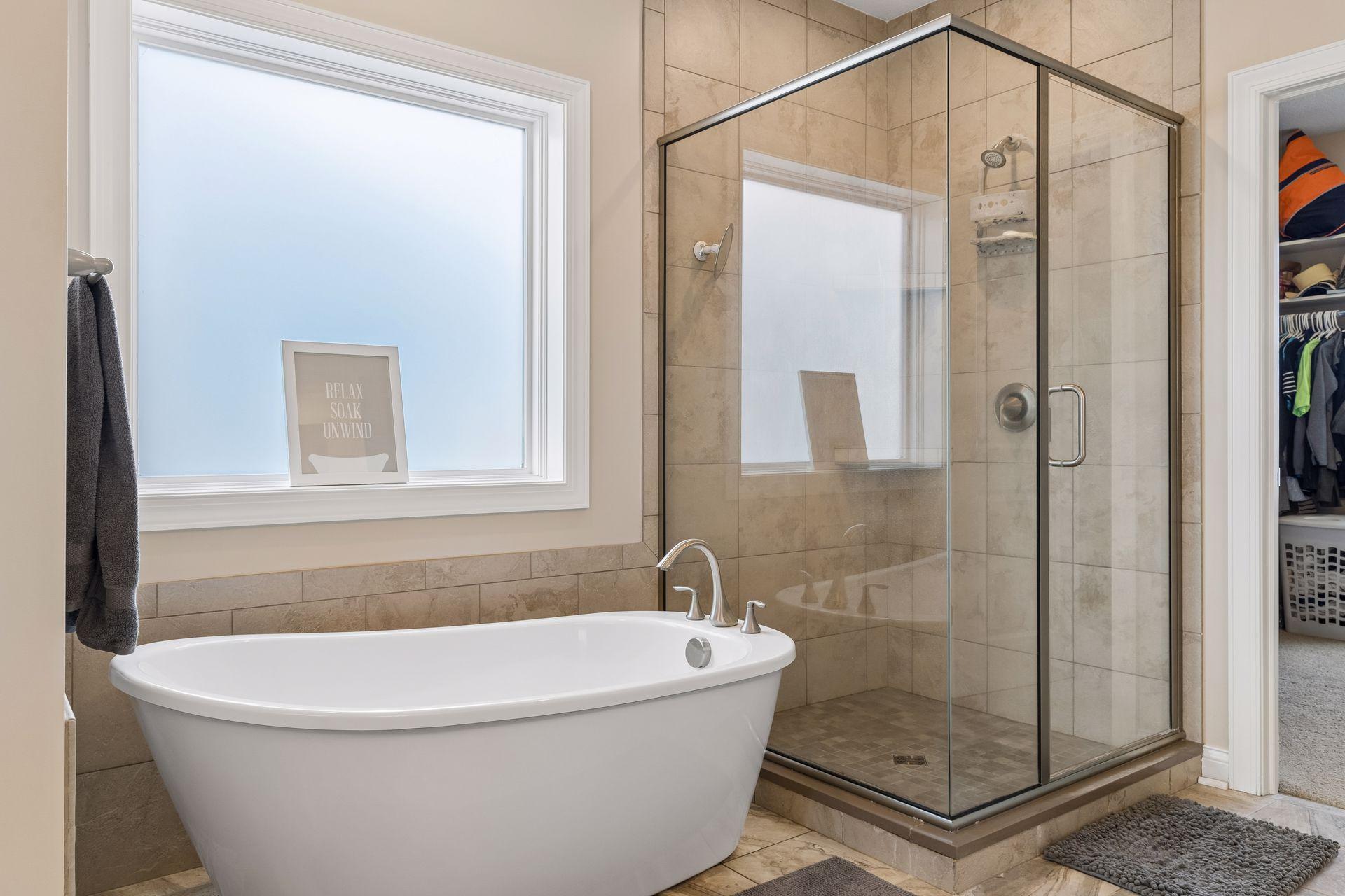 Did someone say a "Soaker Tub!" Notice the separate walk-in shower.