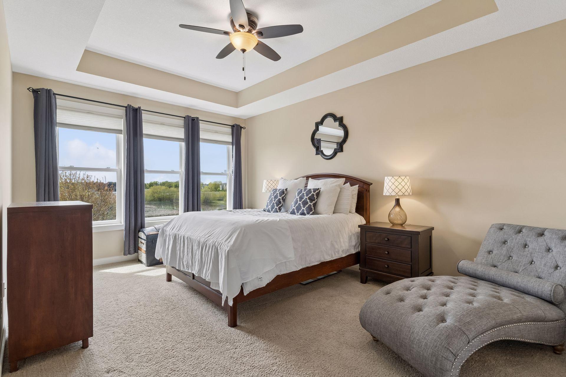 The primary suite. Private, large with gorgeous tray ceiling.