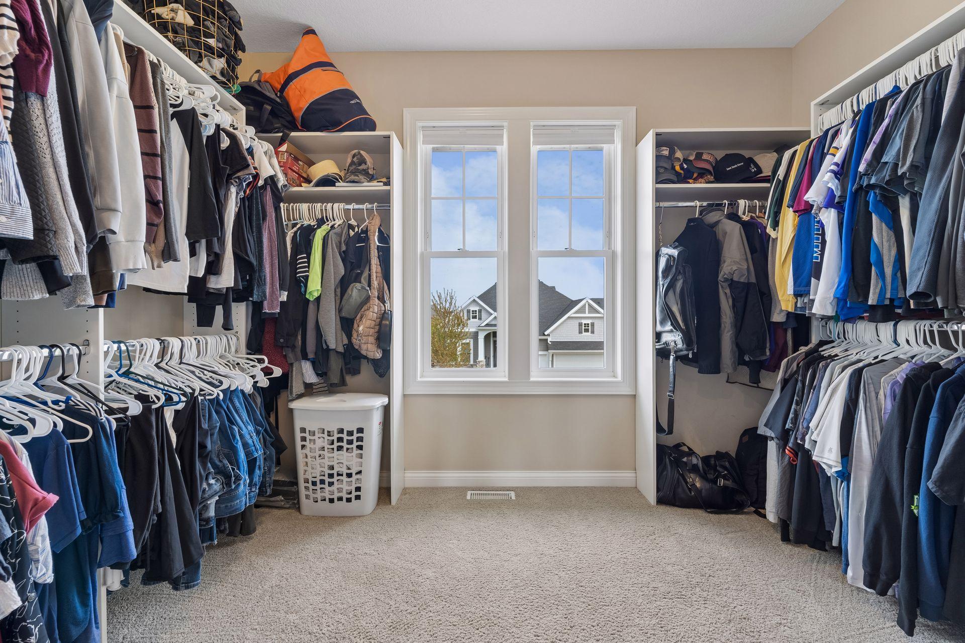 Such a large primary walk-in closet.