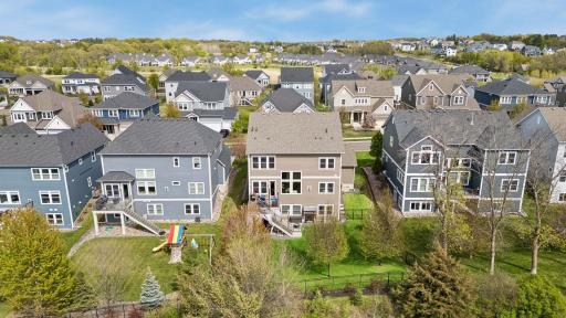 The backyard arial view. A fabulous 5' metal fence was added to go all around the home.