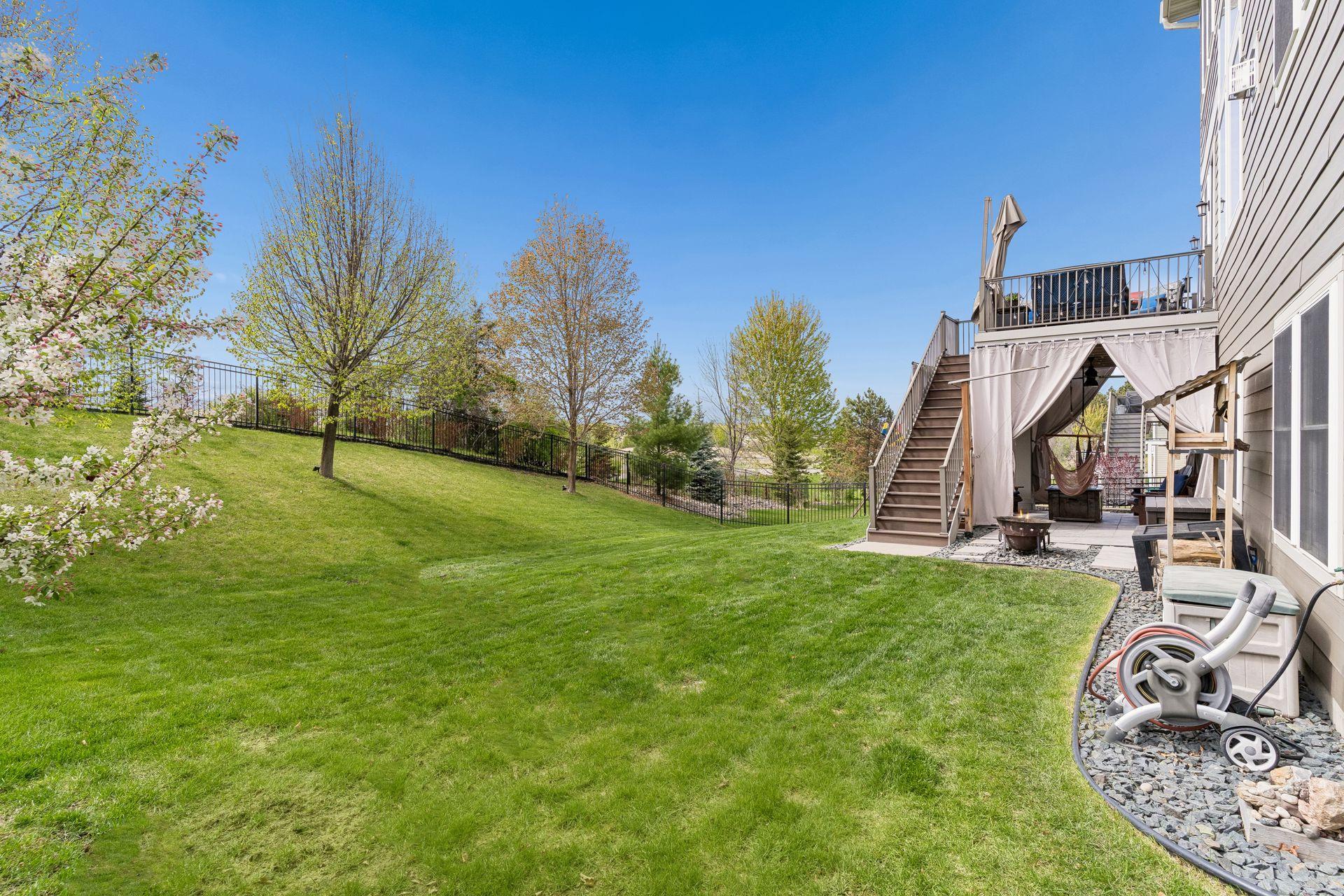 There is a natural berm in the backyard to give the home more privacy.