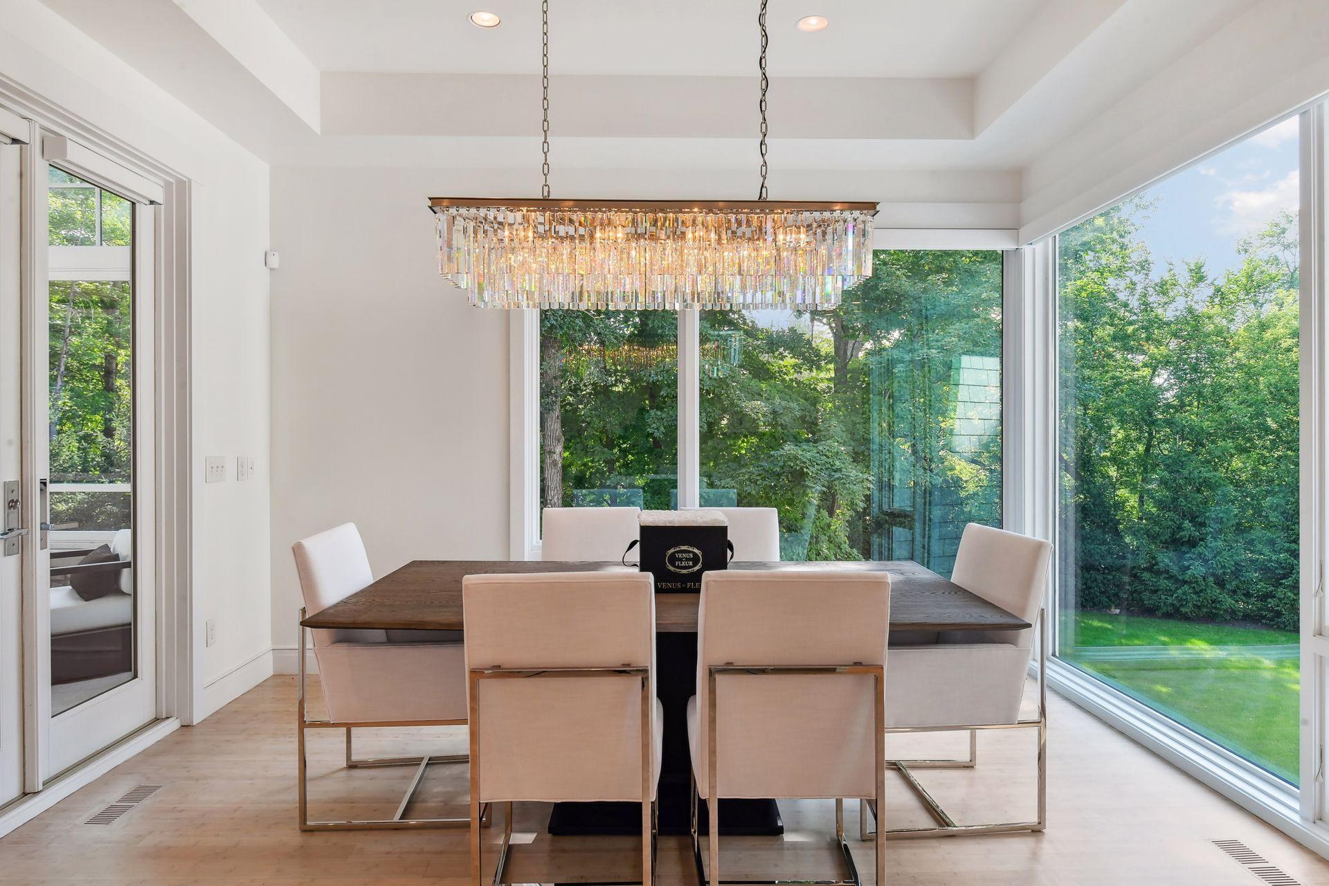 Stunning dining room with access to the sun room