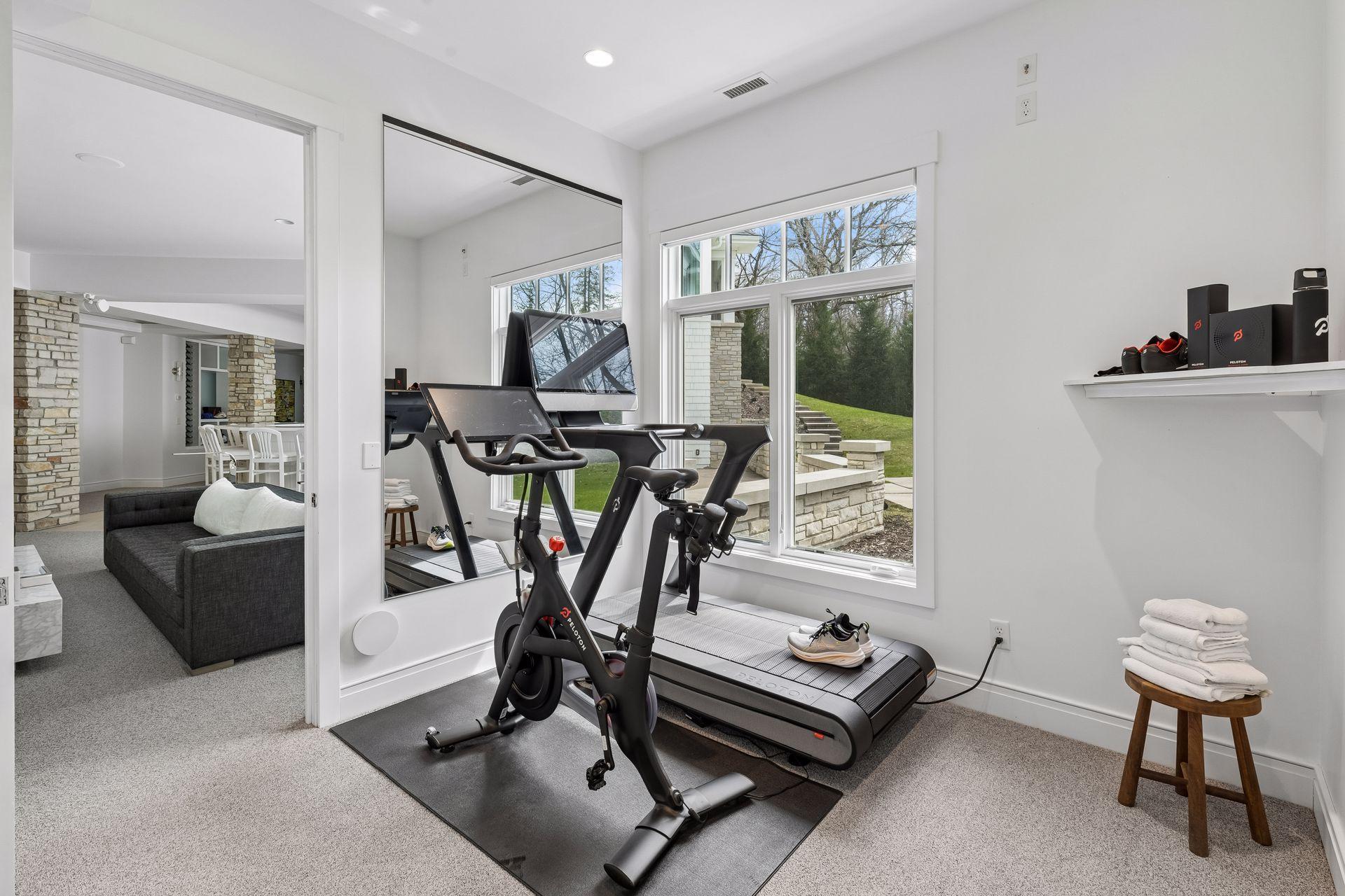 Lower level exercise room