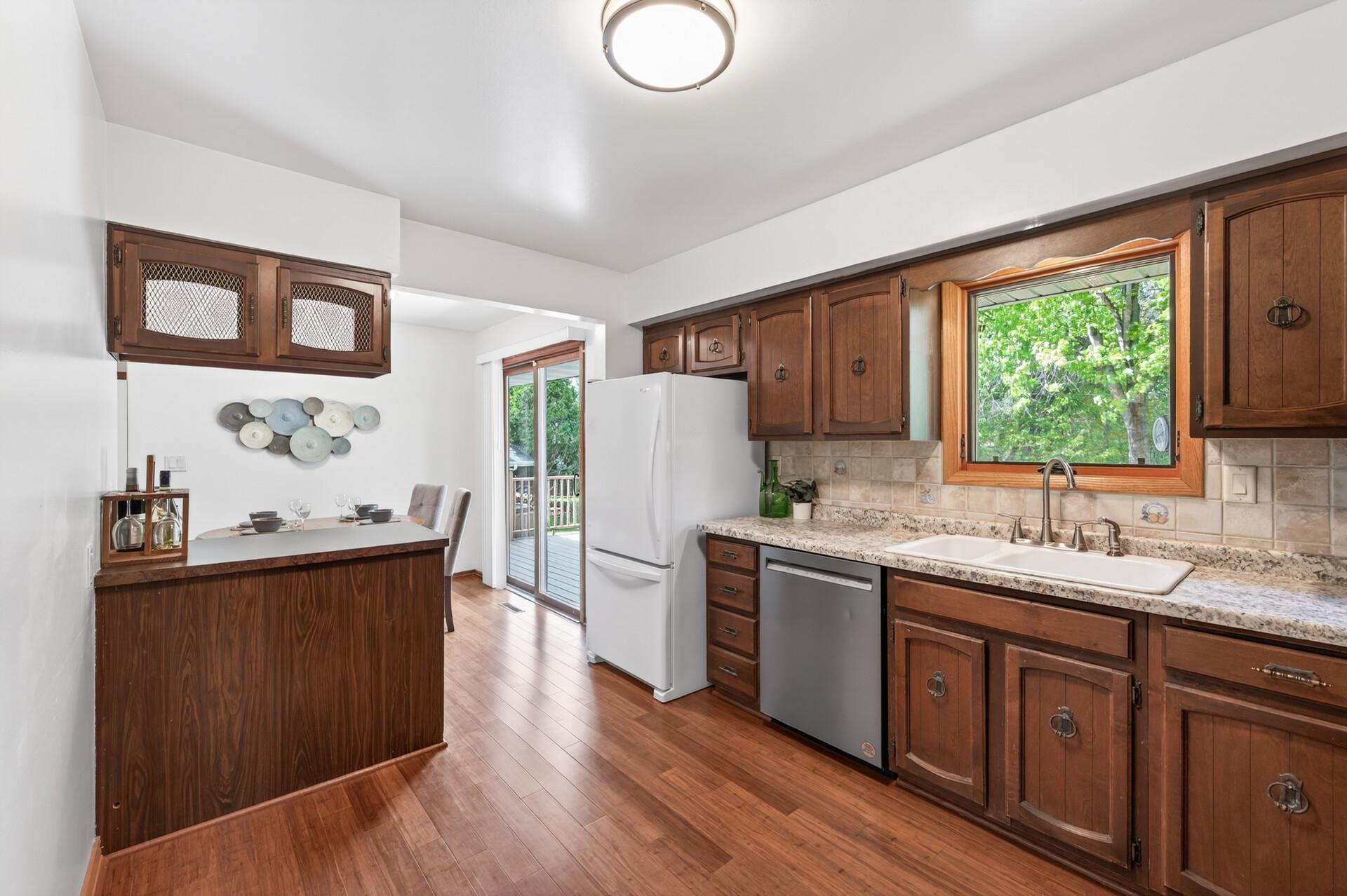 Kitchen into dining area