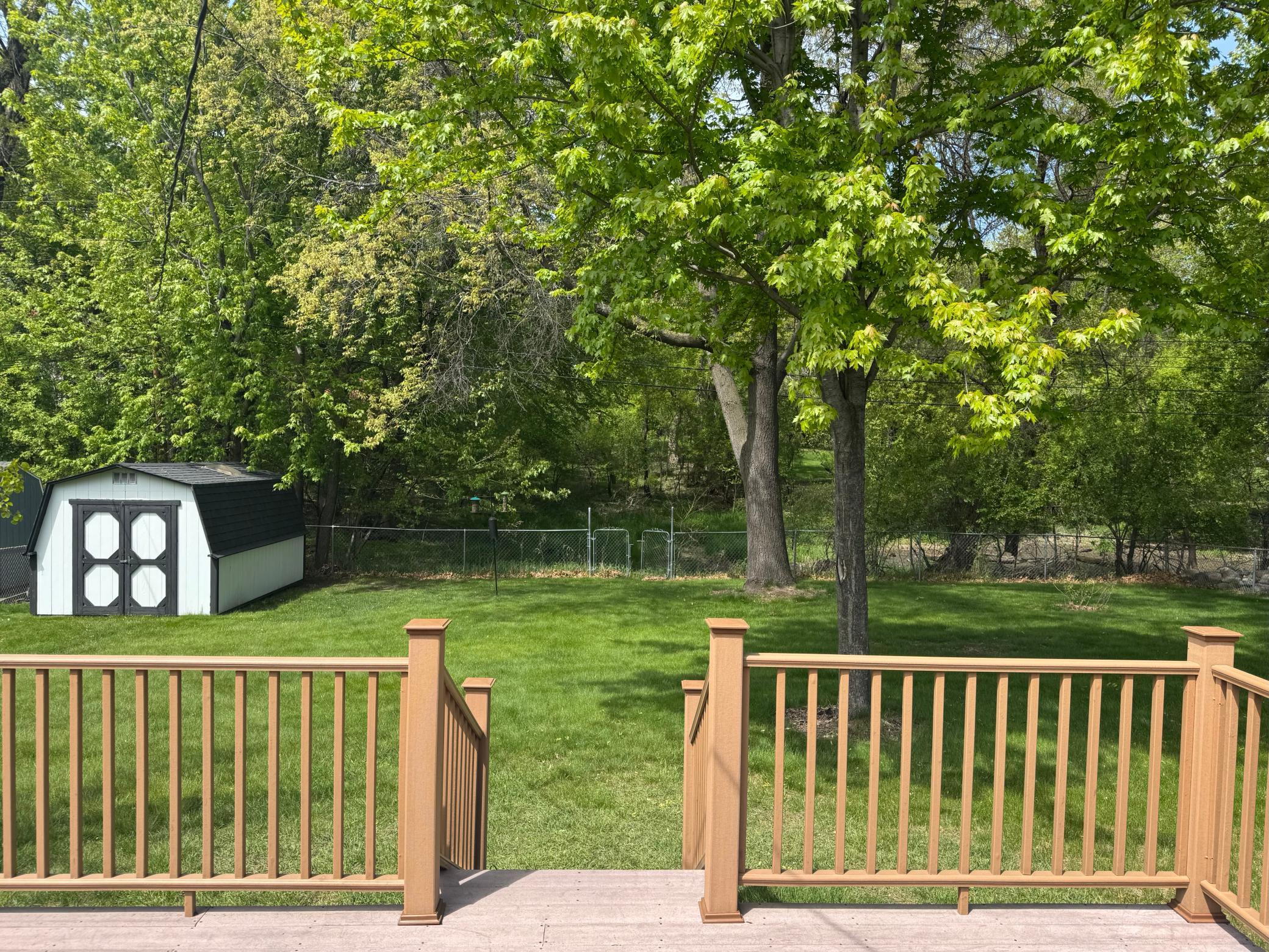 View from deck into backyard
