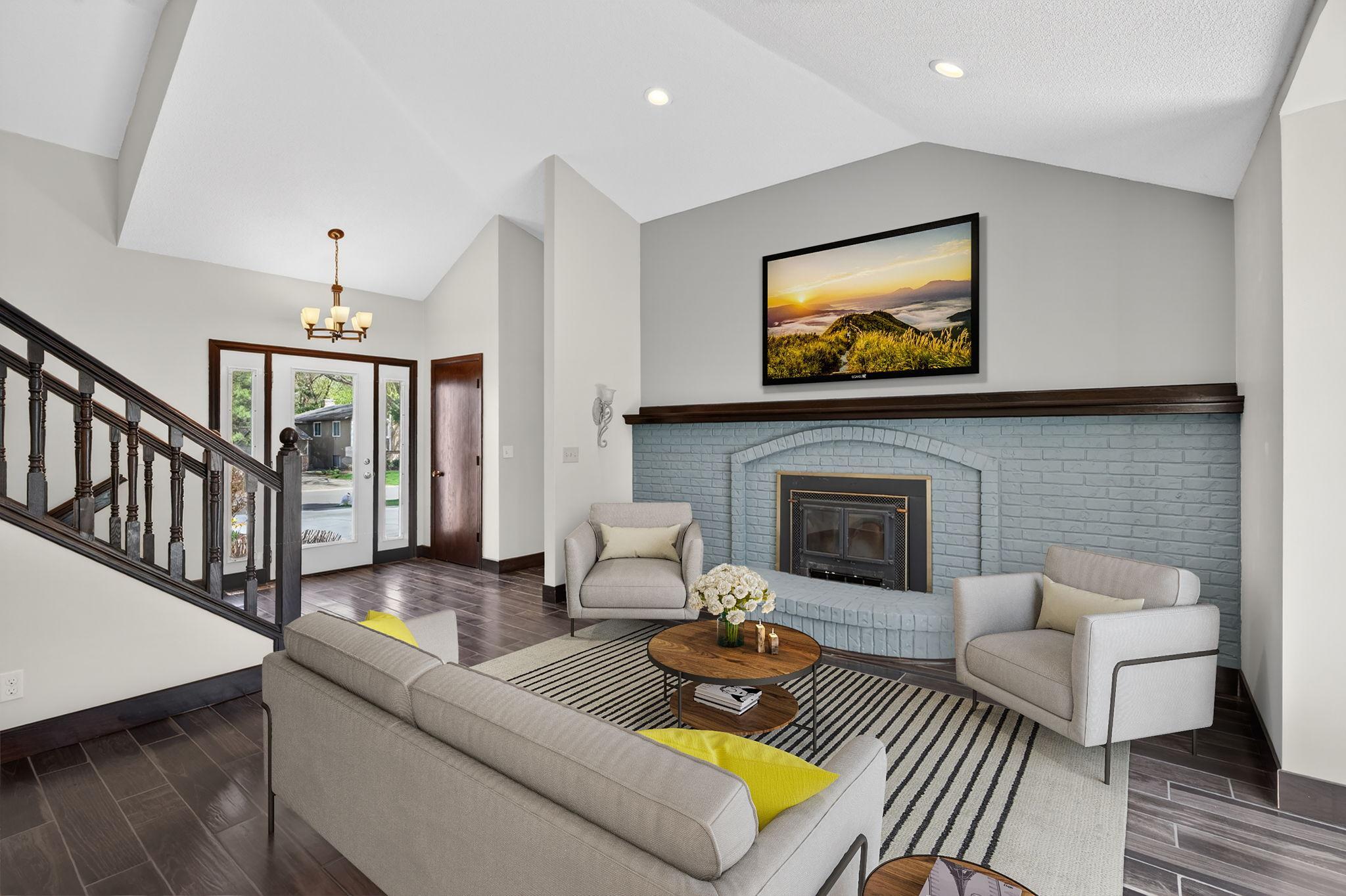 Great room virtually staged