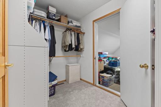 Primary closet with bonus room located directly off it. Expand the "hers" closet, use it as a craft room, reading nook, extra storage or anything your heart desires.