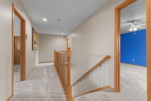 Spacious and open feeling upper level with new carpet throughout.