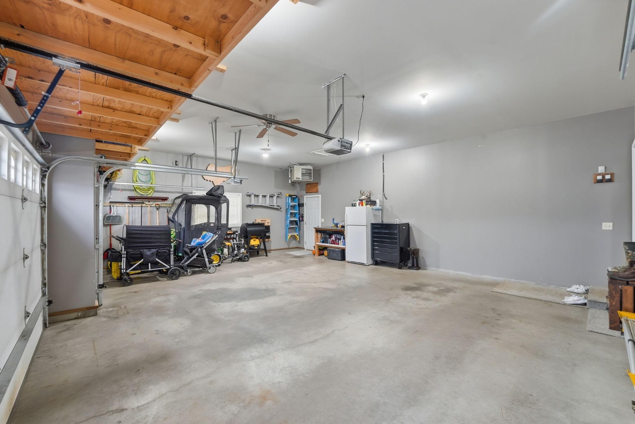 Built-in shelving spaces.