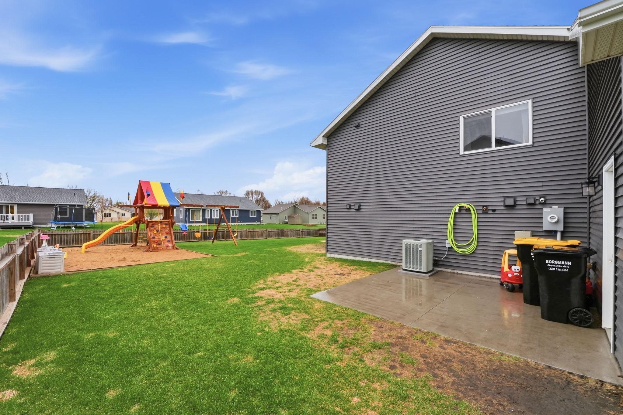 Patio creates another outfoor living area.