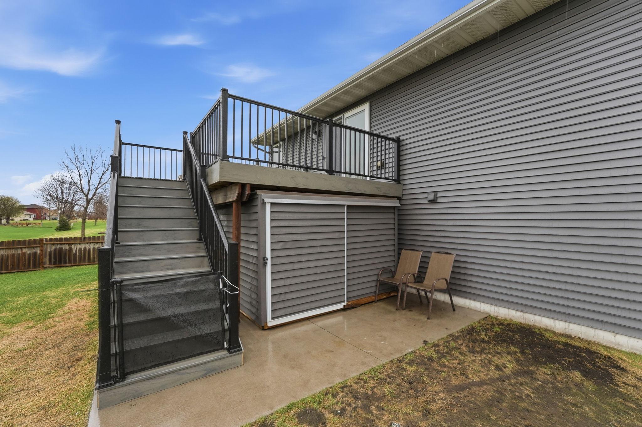 The property features a storage shed for outdoor tools and more.