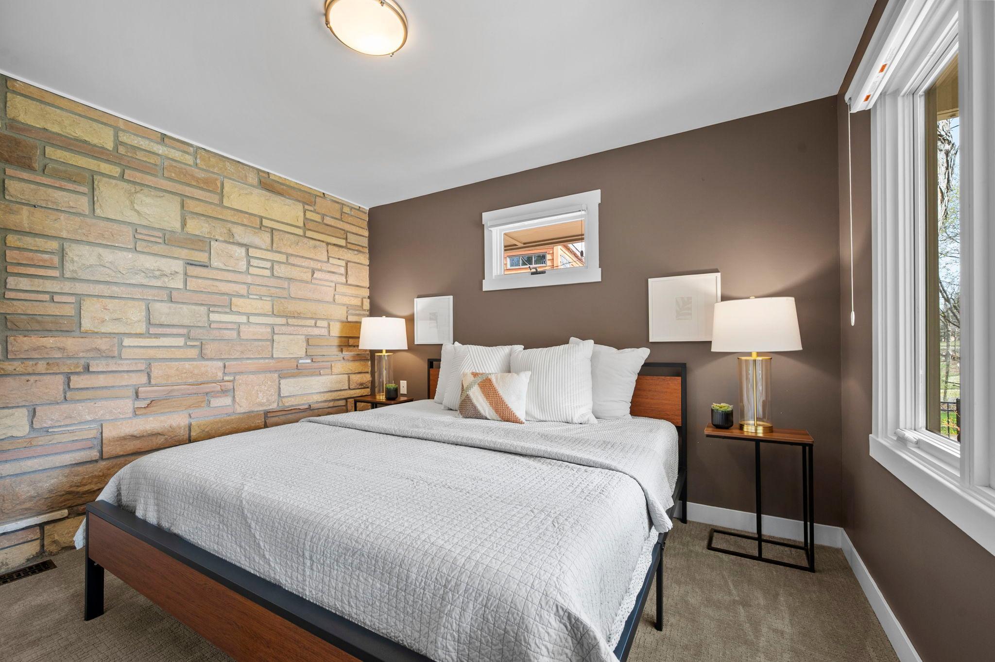 Exposed stone adds charm to any room.