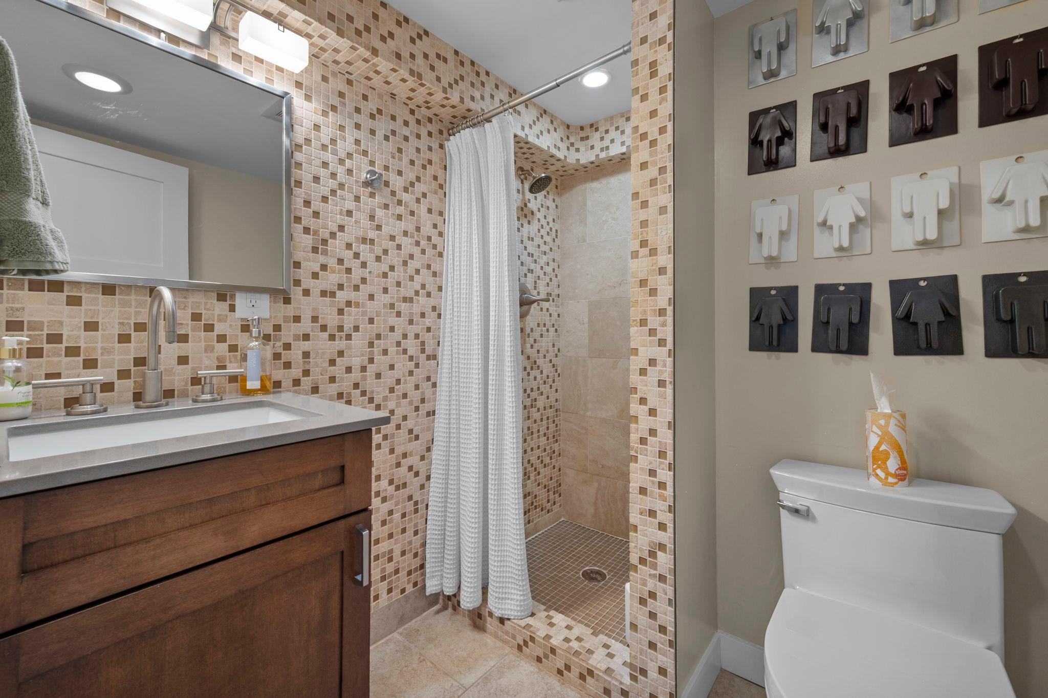 3/4 bath in lower level.