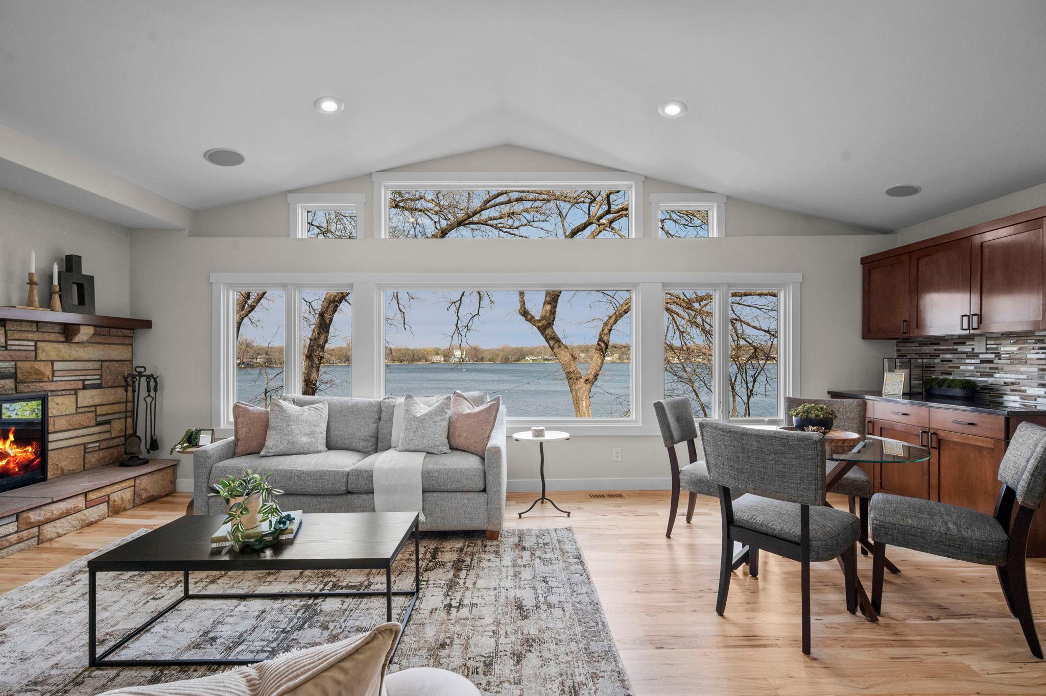 with a gorgeous view of the lake.