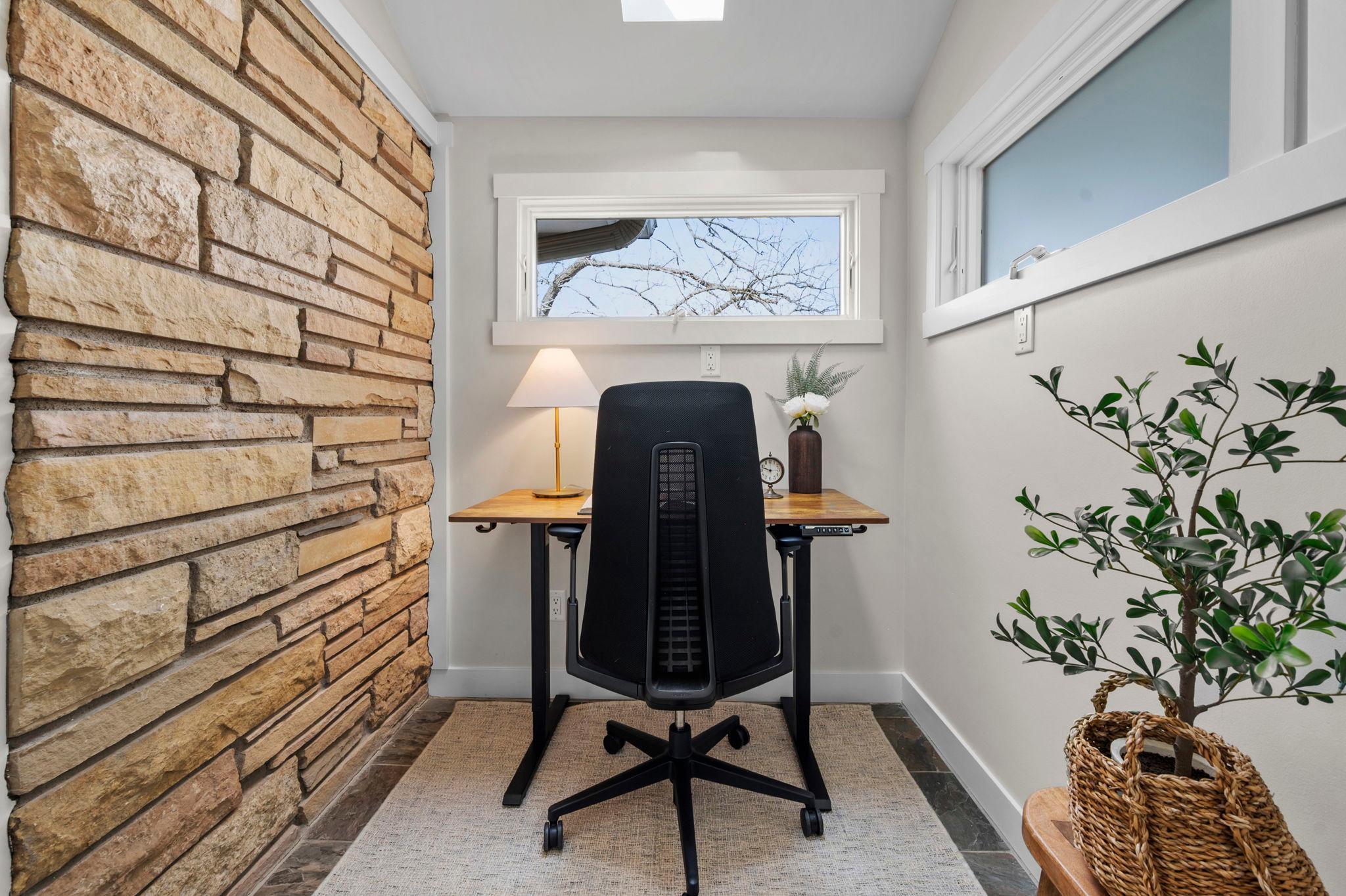 with attractive exposed stone.