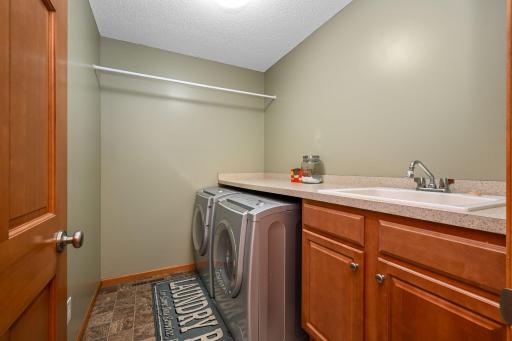 Upper level laundry makes laundry day a breeze.