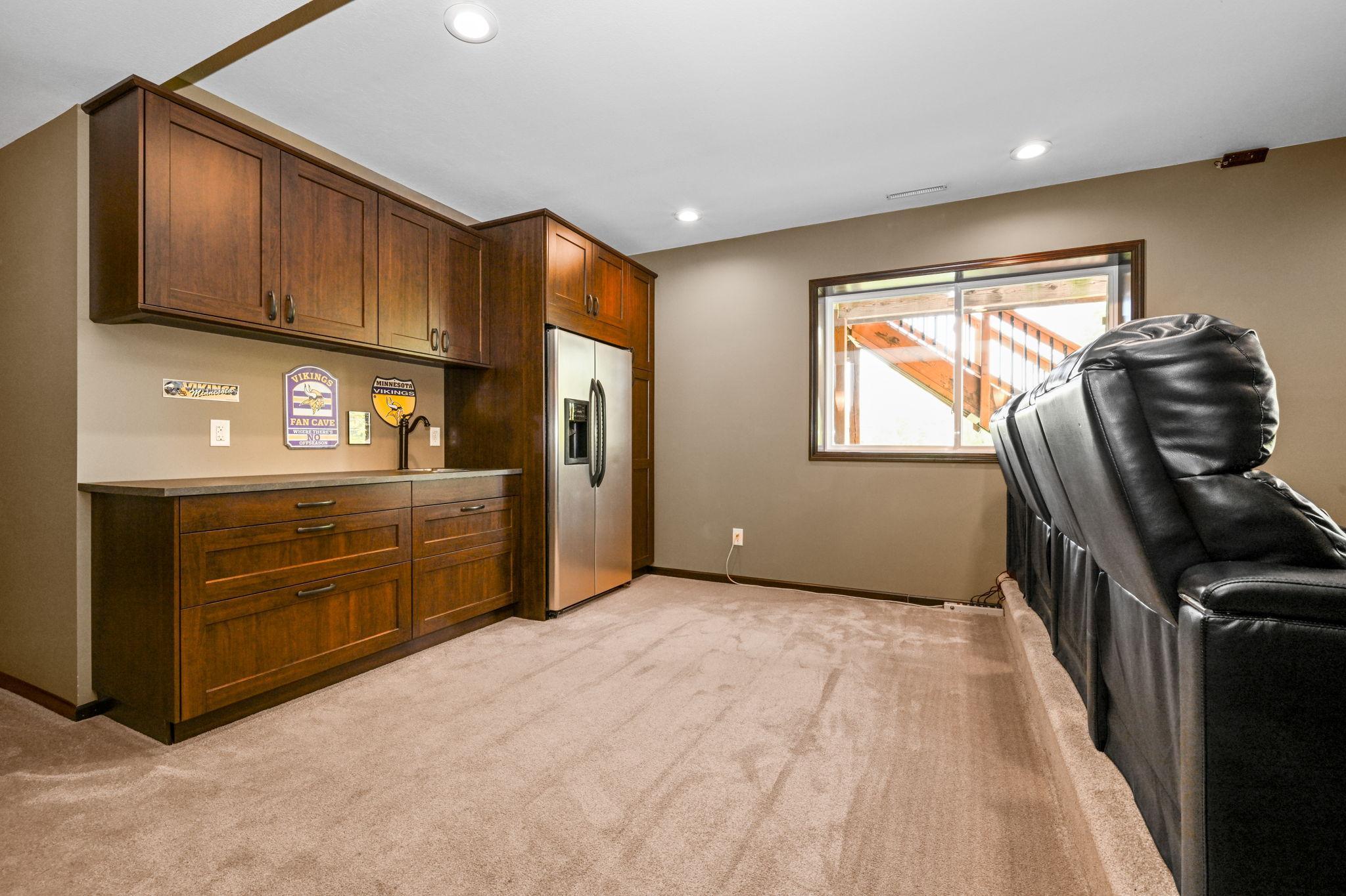 Wow! Theater room bar is sure to please!