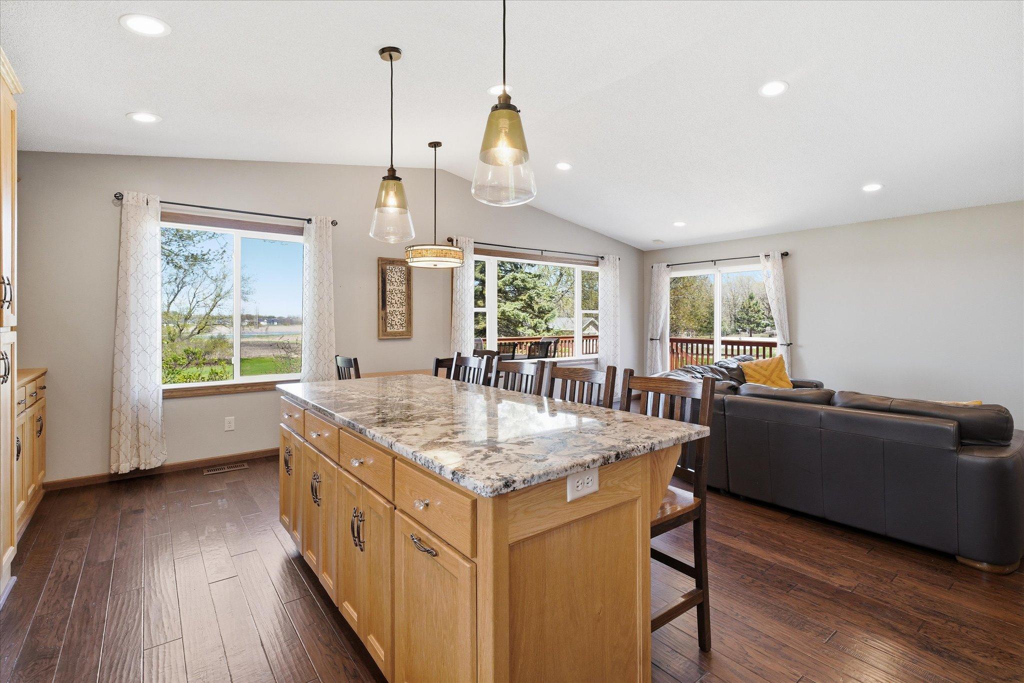 The wide open main level living area is perfect for gatherings, conversations and entertaining.