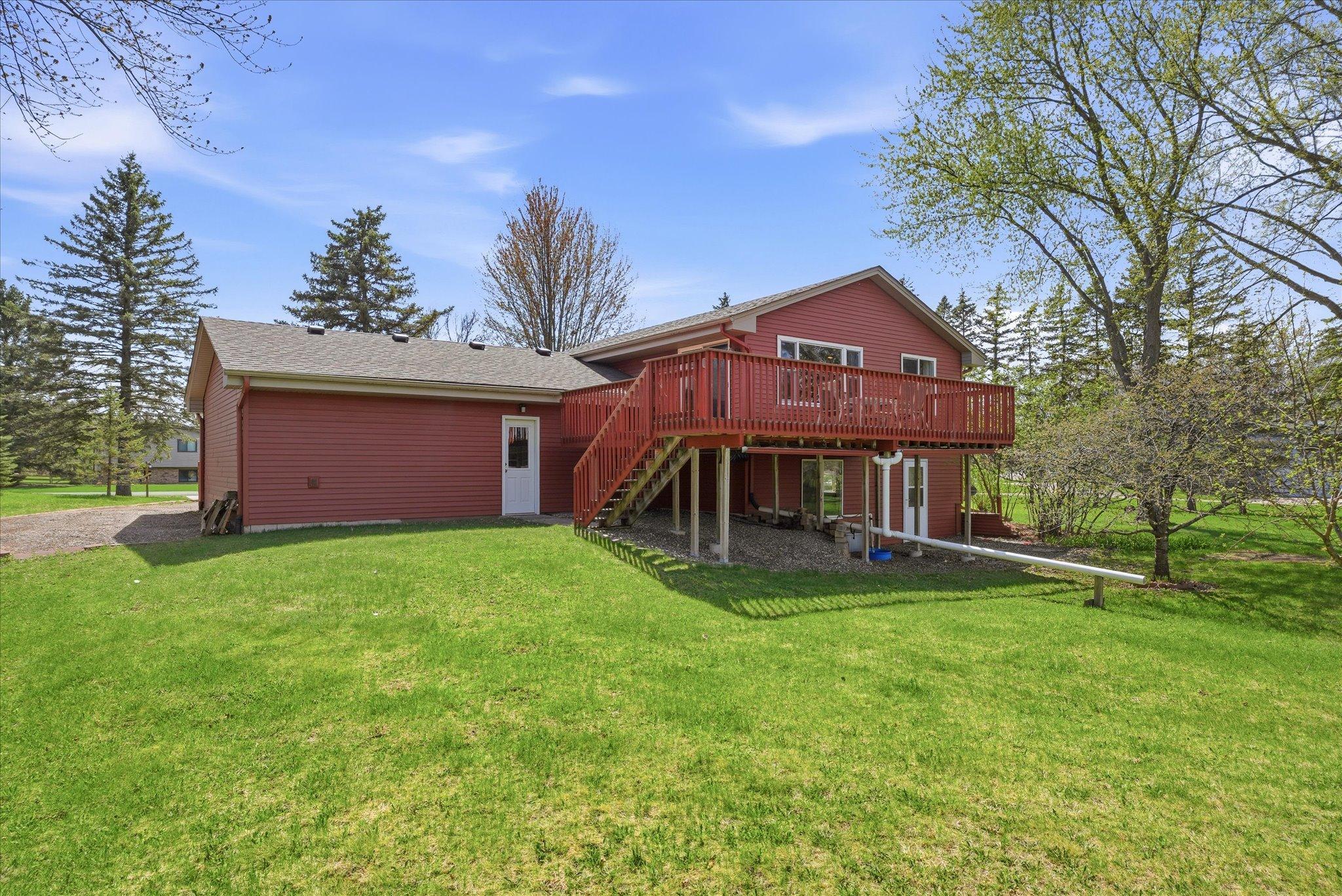 Back view of the home shows the huge deck