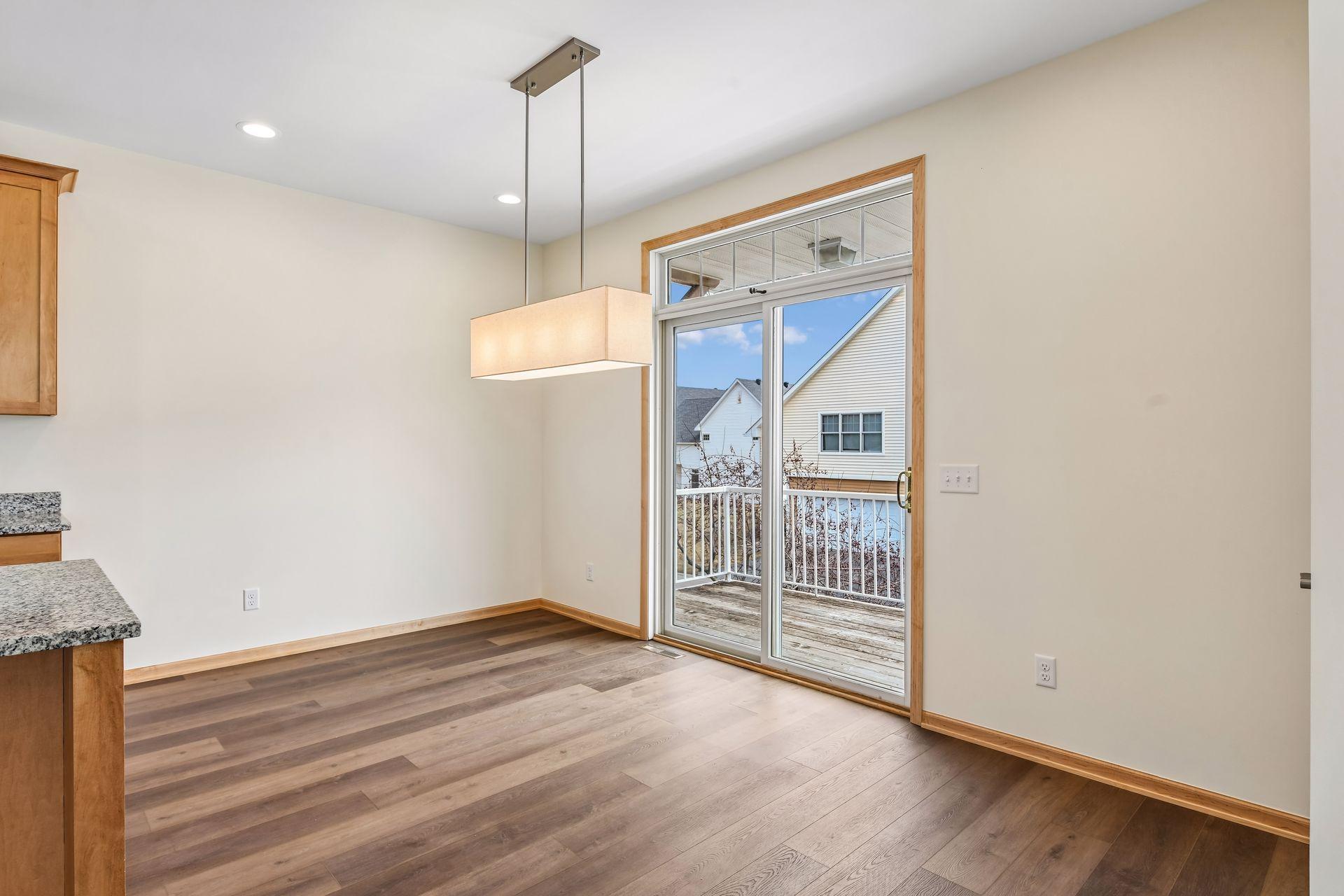 Spacious dining area with easy access to the deck.