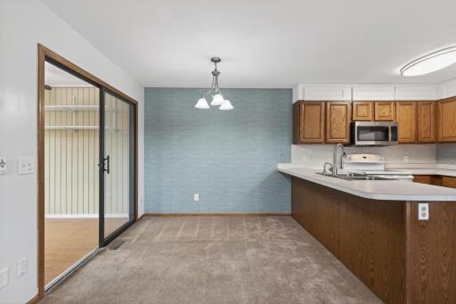 Kitchen/dining room with access to the porch