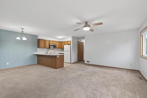 Open concept living area, with a full kitchen!