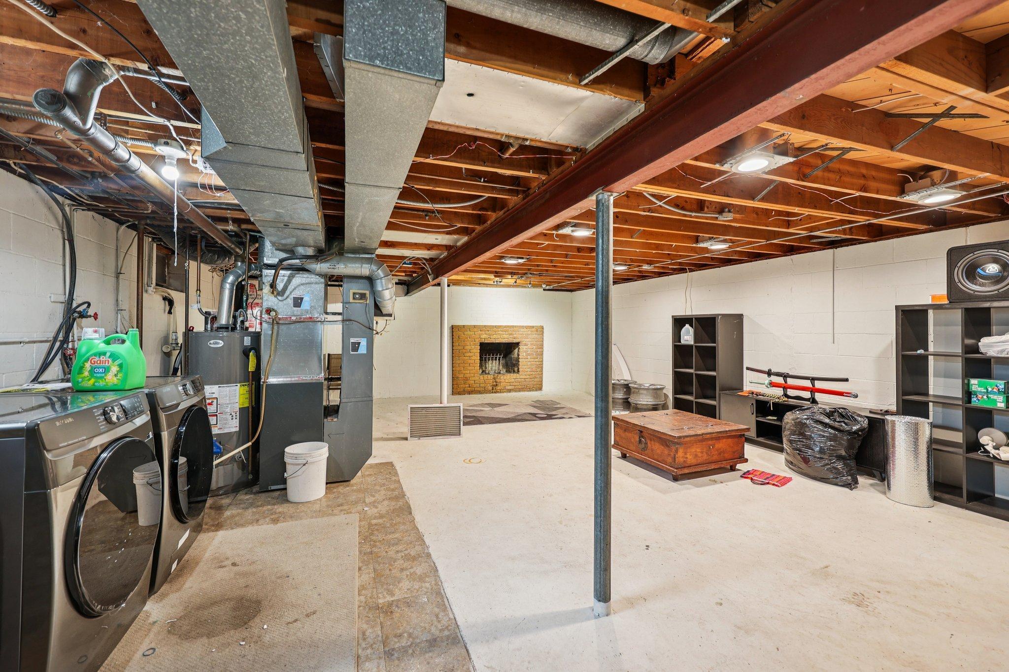 The unfinished basement is ready for your finishing touches!