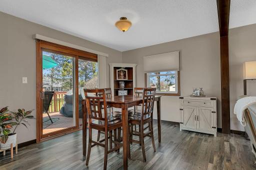 Sliding door to the back deck from the spacious dining room