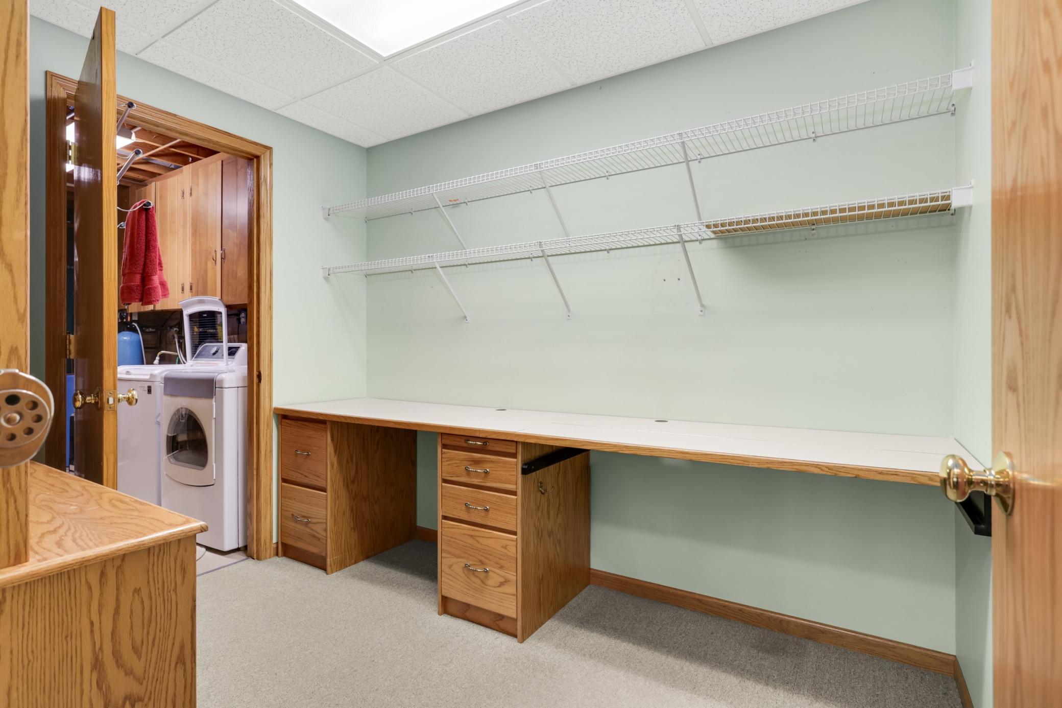 Office location just off family room and laundry room