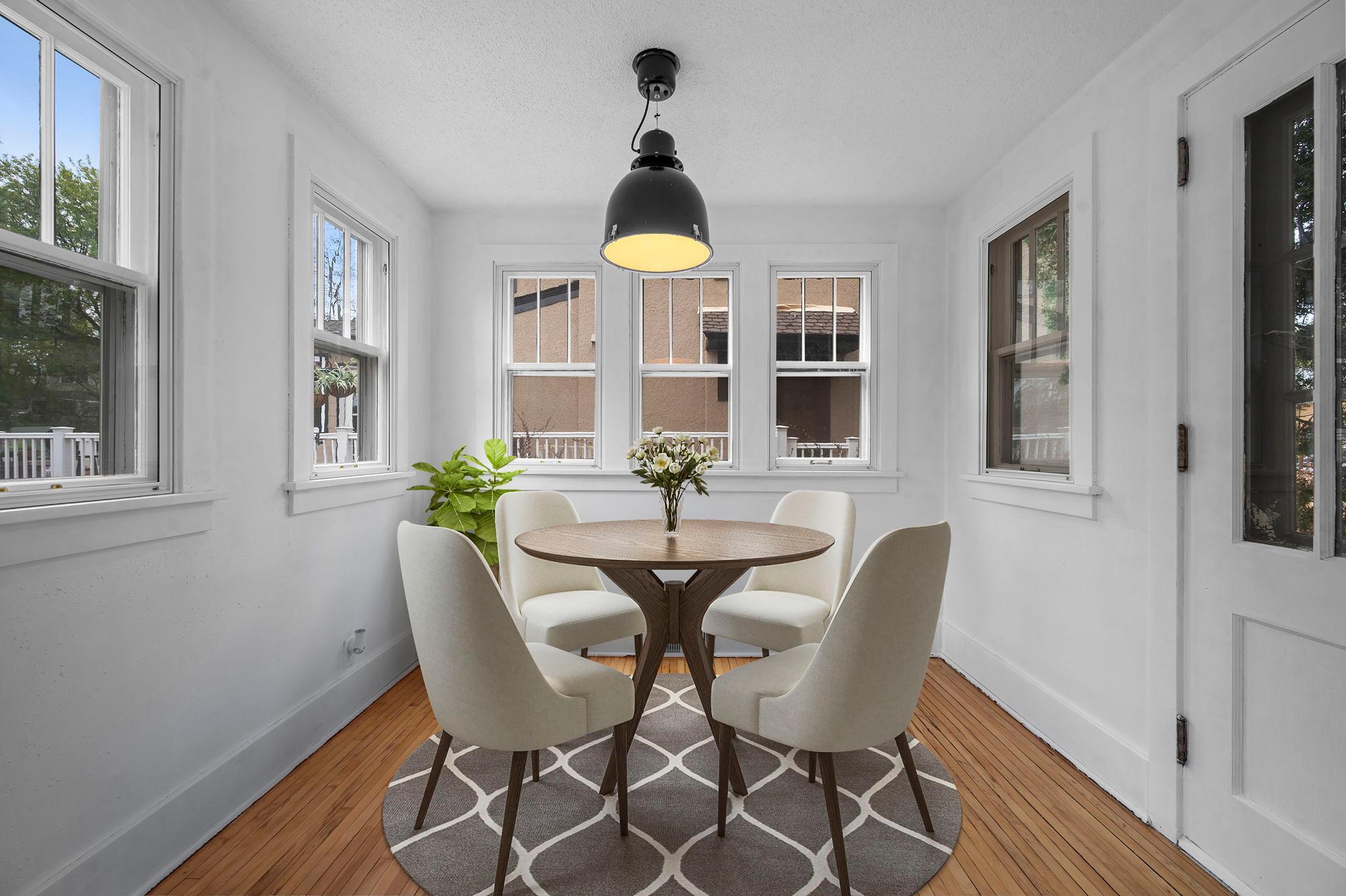 The dining area is perfectly suited for hosting or casual daily meals.