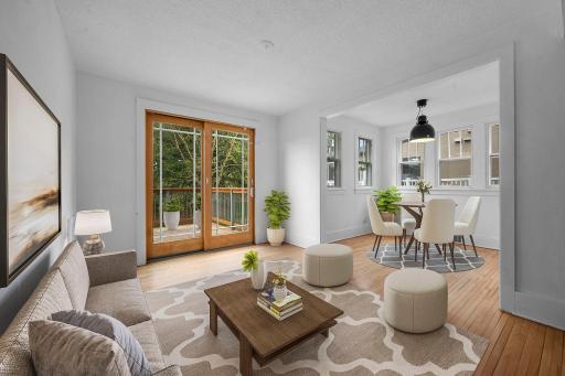 Sliding doors to the deck extend the main living space outdoors, blending indoor comfort with easy outdoor access.