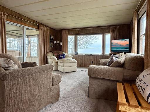 Spacious living room with beautiful view of Mille Lacs Lake!