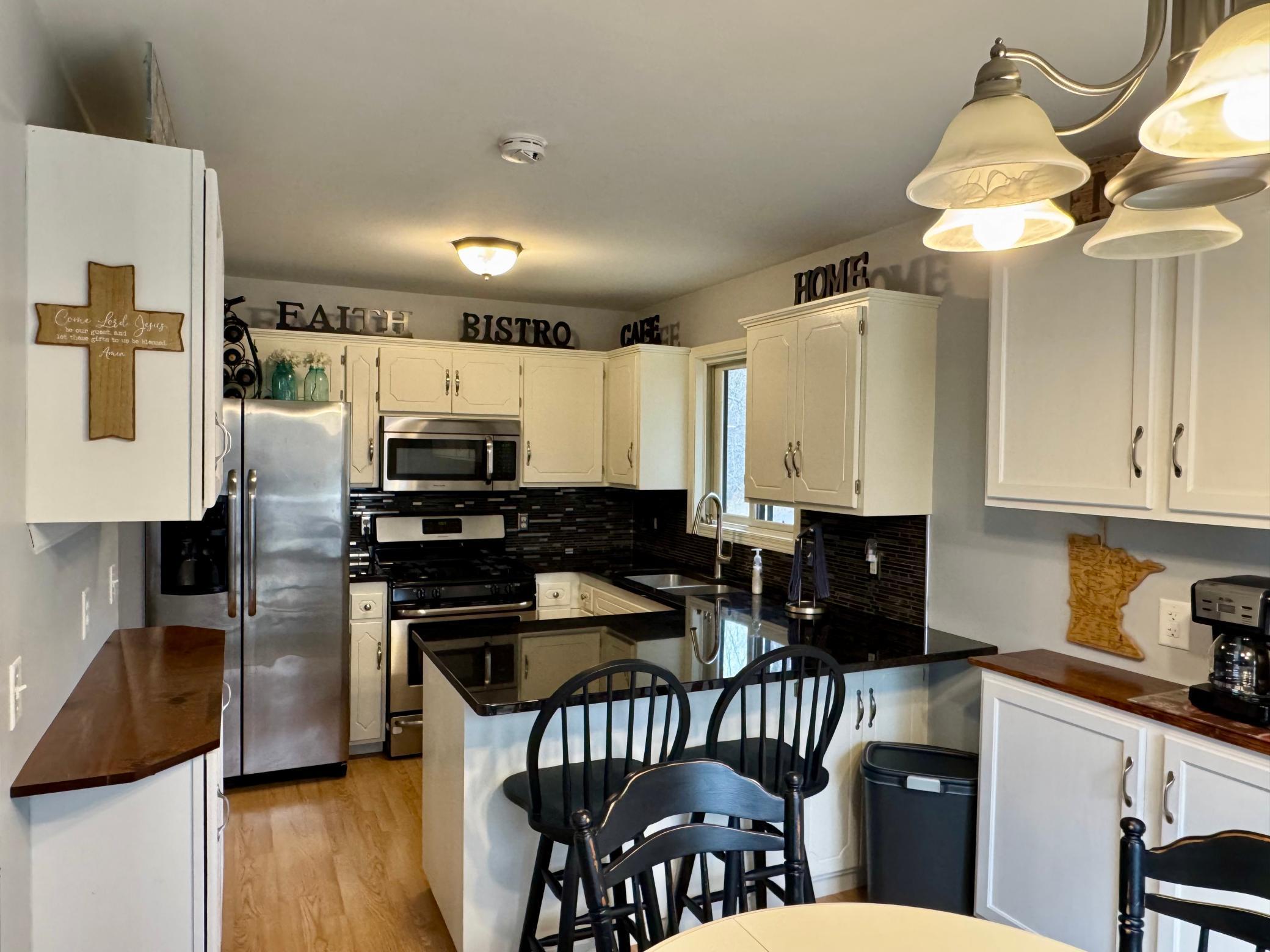 Dining room view into kitchen