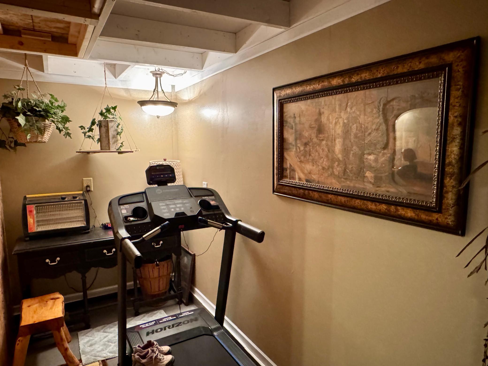 Bonus workout room in corner of garage