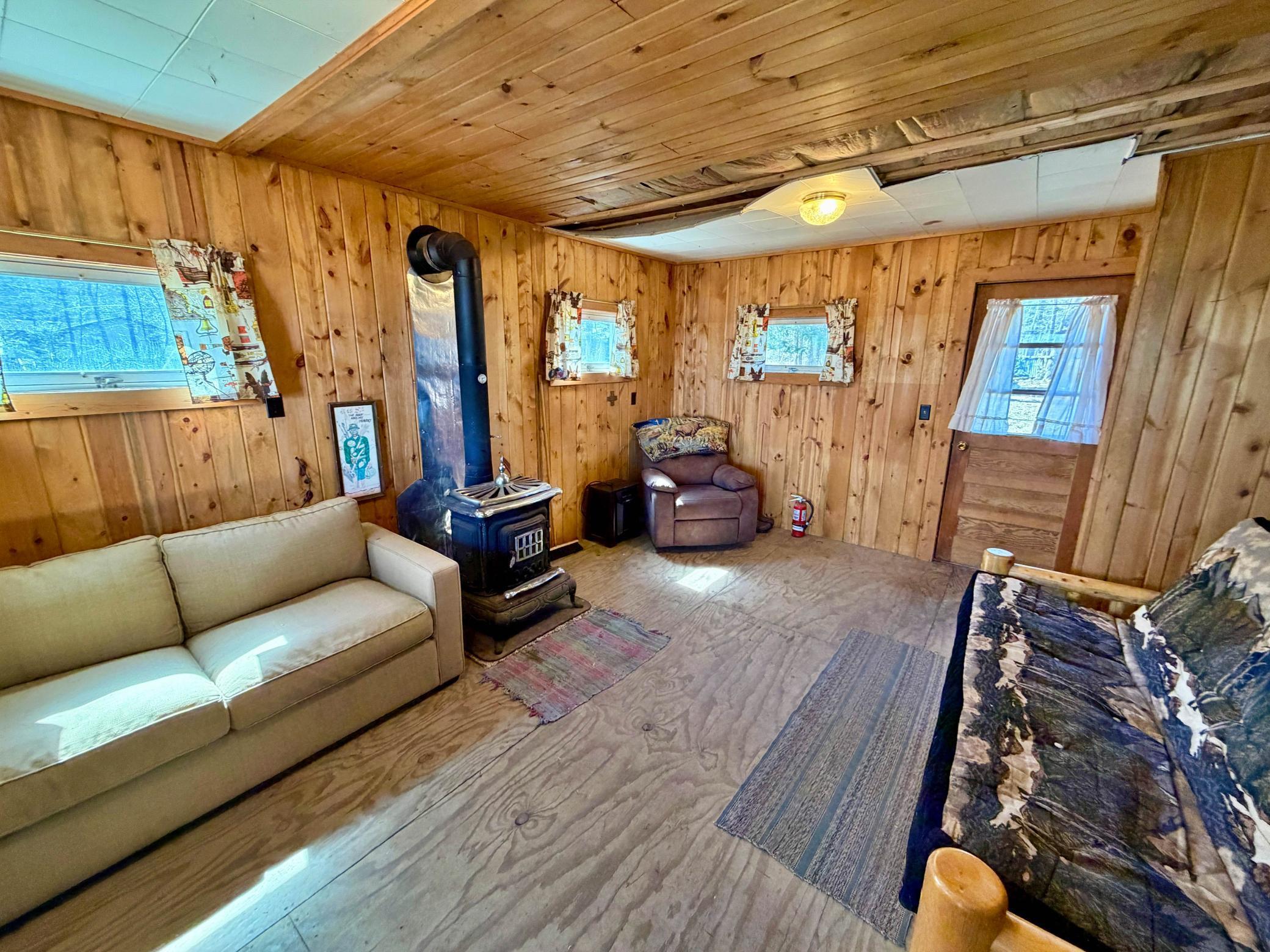 Porch area with wood burning stove